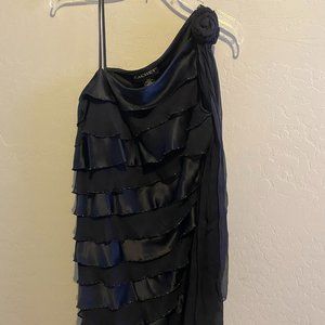 Black  Ruffled Silk Party Dress